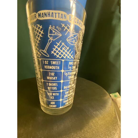 Vtg Federal Glass 6 inch tall Cocktail Recipes Glass Tumbler Mixology VGUC - Picture 3 of 14